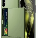 iPhone X/XS Wallet Case Card Holder Shell Heavy Duty Protection Shockproof Olive