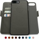 iPhone 7/8 Plus Vegan Leather Wallet Magnetic Detachable Shock Proof Slim Grey