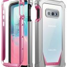 Galaxy S10e Case Rugged Poetic FullBody Hybrid Bumper Builtin Screen Pink