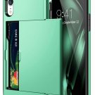 Case for iPhone XR Wallet Card Slot Holder Heavy Duty Soft Rubber Bumper Mint