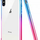 iPhone Xs Max Case Cute Anti Scratch Slim Cover Reinforced TPU Bumper Blue/Pink