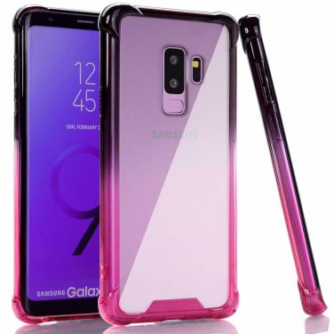 Case for Galaxy S9 Plus Shock Absorption Flexible Soft Edge Bumper Black Pink