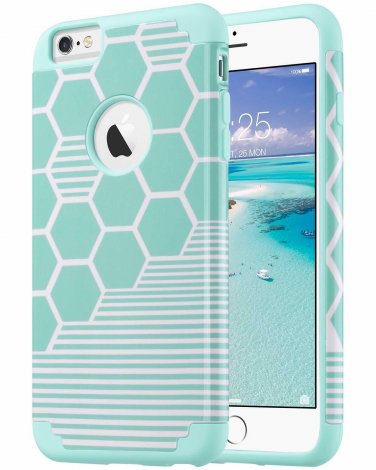 iPhone 6/6s Plus Case Dual Layer Soft Silicone Hard Back Honey Comb Stripes