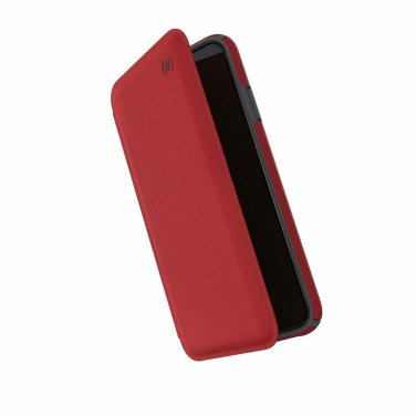 iPhone Xs Max Case Folio Leather Shock Absorbing Card Slot holds Red/Heartrate