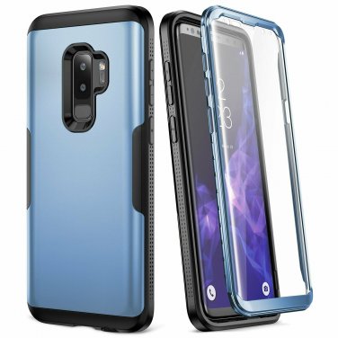 Case for Galaxy S9 Plus Builtin Screen Protector Shockproof Slim Blue/Black