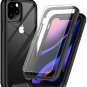 iPhone 11 Pro Case Tempered Glass Screen Protector Full Body Shockproof Black