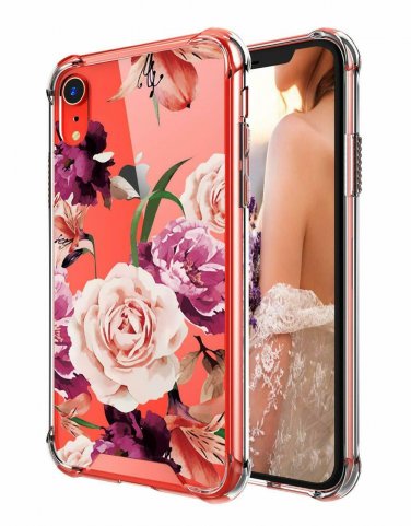 iPhone XR Case Shockproof Series Hard PC TPU Bumper Protective Floral Design