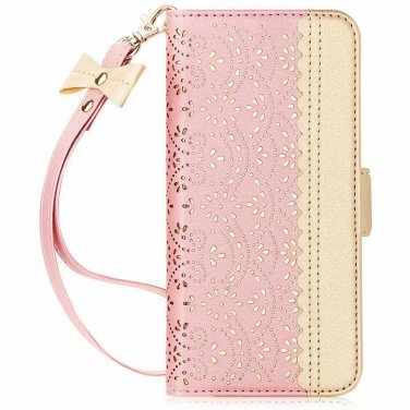 Samsung Galaxy Note 10/5G Case Wallet Kickstand Leather Carved Flower Rose Gold
