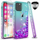 iPhone 11 Pro Max Case 2019 with Tempered Glass Screen Protector Teal/Purple