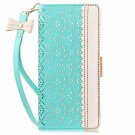 Samsung Galaxy Note 10 Plus Case Leather Romantic Carved Flower Mint Green