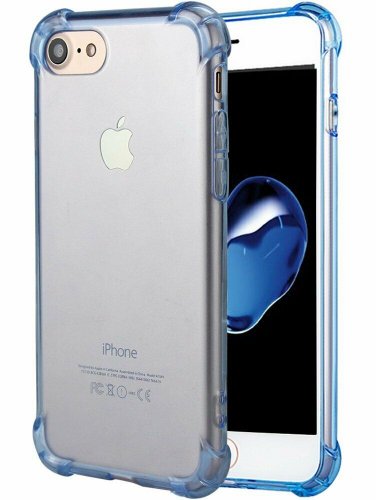 iPhone 7/8 Case for Crystal Shock Absorption Technology Bumper Soft Clear Blue
