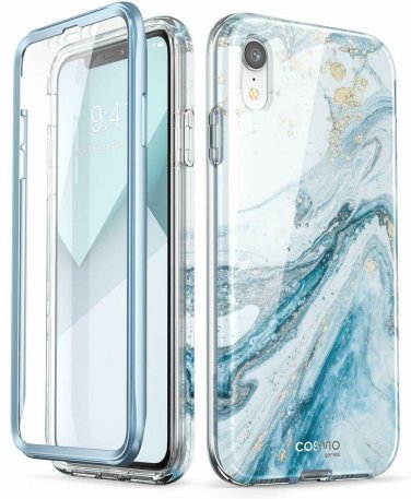 For iPhone XR Case FullBody Glitter Bumper Shock Absorption TPU Layer Blue 6.1