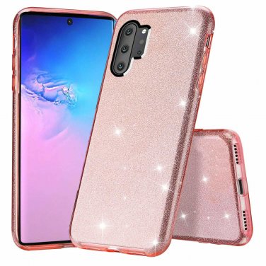 Samsung Galaxy Note 10 Case Glitter Slim Bling Crystal Clear 3 Layer Hybrid Pink