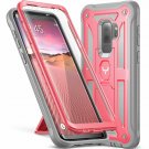 Galaxy S9 Plus Case Kickstand with Builtin Screen Protector Shockproof Pink