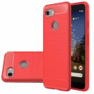 Google Pixel 3a Case Slim Shock Absorption Carbon Fiber TPU Flexible Soft Red