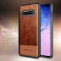 Galaxy S10 Case Cowhide Leather Duty Armor Shockproof Dual Layer Hybrid Brown