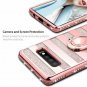 For Galaxy S10 Plus Glitter Ring Holder Kickstand Bling Diamond Bumper Rosegold