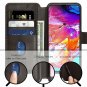 Galaxy A70 Case Premium Leather Wallet with Card Slots Protective Cover Black