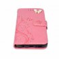 Samsung Note 10 Case 3D Handmade PU Leather Wallet Cover Butterfly Flower Pink