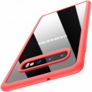 For Galaxy S10 Plus Case  Hybrid Soft Grip Matte Finish Clear Back Panel Red