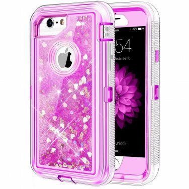 iPhone 6 6S 7 8 Case Luxury Glitter Sparkle Heavy Duty Liquid 4.7inch Love Pink