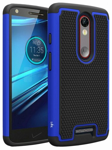 &Icirc;�otorola Droid Turbo 2 Case Shock Absorption] Hybrid Dual Layer Protective Blue