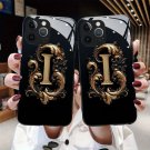 For iPhone 16 Pro Max Case Artistic Metal Letter I DesignFull-Body Shockproof Tempered Glass