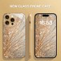 For iPhone 16 Pro Max Case A High-End New Design Metal Paint Tempered Glass Golden