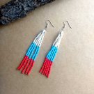 Blue and Red Mini Tassel Earrings, Earrings For Women