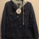Zumiez Stussy denim hooded jacket with lining blue and gray