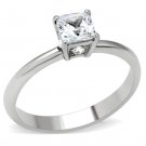 TK202 - High polished (no plating) Stainless Steel Ring with AAA Grade CZ in Clear
