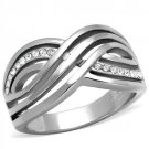 TK2025 - High polished (no plating) Stainless Steel Ring with Top Grade Crystal in Clear