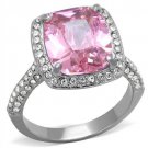 TK2027 - High polished (no plating) Stainless Steel Ring with AAA Grade CZ in Rose