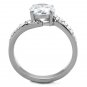 TK2040 - High polished (no plating) Stainless Steel Ring with AAA Grade CZ in Clear