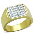 TK2048 - IP Gold(Ion Plating) Stainless Steel Ring with AAA Grade CZ in Clear
