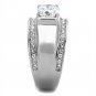 TK2054 - High polished (no plating) Stainless Steel Ring with AAA Grade CZ in Clear