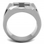 TK2064 - High polished (no plating) Stainless Steel Ring with Epoxy in Jet
