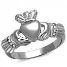 TK2094 - High polished (no plating) Stainless Steel Ring with Top Grade Crystal in Clear