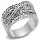 TK2096 - High polished (no plating) Stainless Steel Ring with AAA Grade CZ in Clear
