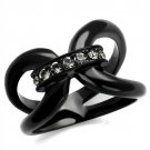 TK2098 - IP Black(Ion Plating) Stainless Steel Ring with Top Grade Crystal in Black Diamond
