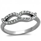 TK2122 - High polished (no plating) Stainless Steel Ring with Top Grade Crystal in Clear