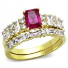 TK2134 - IP Gold(Ion Plating) Stainless Steel Ring with AAA Grade CZ in Ruby