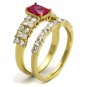 TK2134 - IP Gold(Ion Plating) Stainless Steel Ring with AAA Grade CZ in Ruby