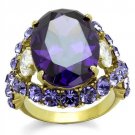 TK2160 - IP Gold(Ion Plating) Stainless Steel Ring with AAA Grade CZ in Amethyst