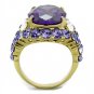 TK2160 - IP Gold(Ion Plating) Stainless Steel Ring with AAA Grade CZ in Amethyst