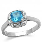 TK2161 - High polished (no plating) Stainless Steel Ring with Synthetic Synthetic Glass in Sea Blue