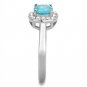 TK2161 - High polished (no plating) Stainless Steel Ring with Synthetic Synthetic Glass in Sea Blue