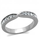 TK2163 - High polished (no plating) Stainless Steel Ring with Top Grade Crystal in Clear