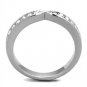 TK2163 - High polished (no plating) Stainless Steel Ring with Top Grade Crystal in Clear