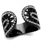 TK2166 - IP Black(Ion Plating) Stainless Steel Ring with Top Grade Crystal in Black Diamond